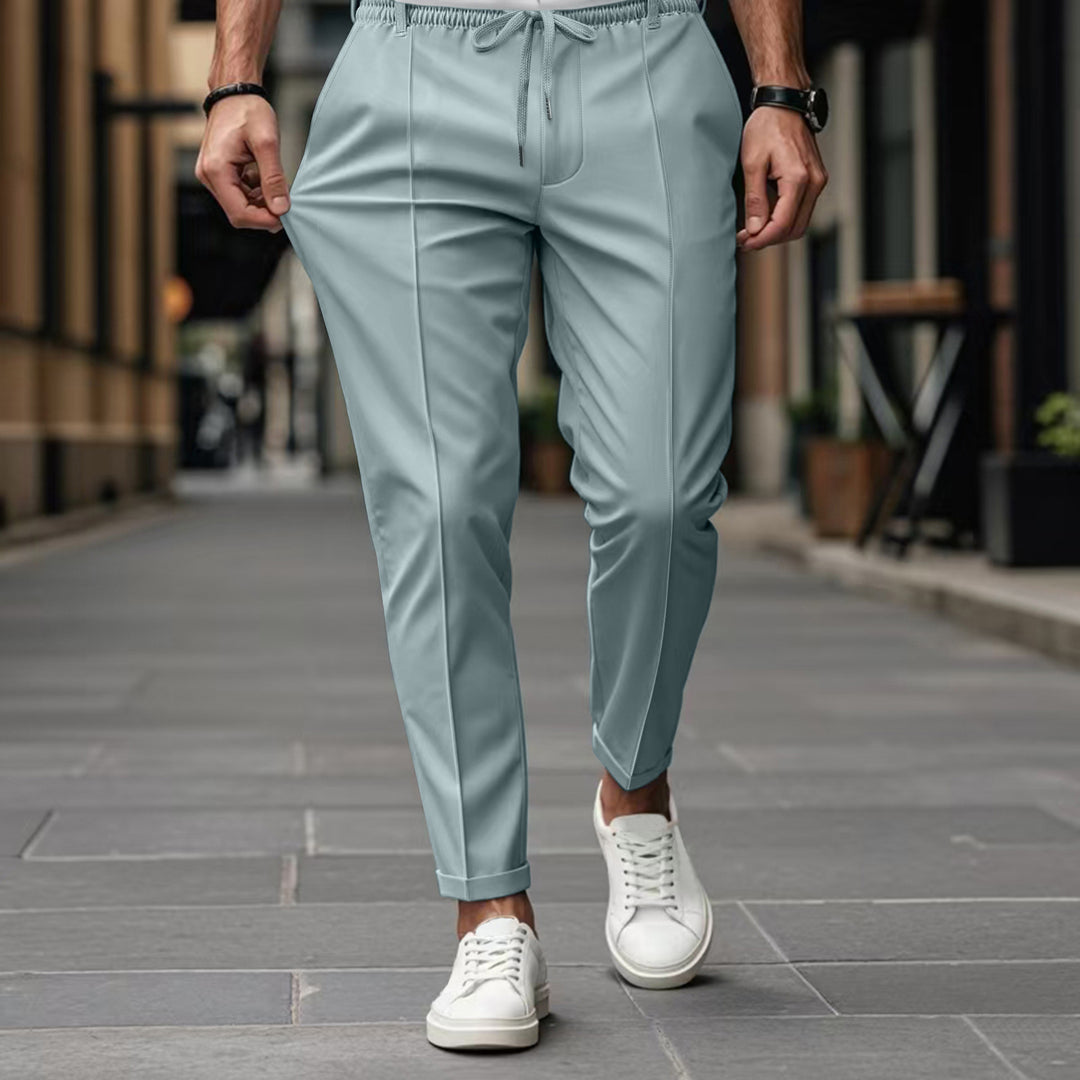 Herren nan lässige Chino-Jogginghose mit elastischem Bund und Bügelfalte Drune
