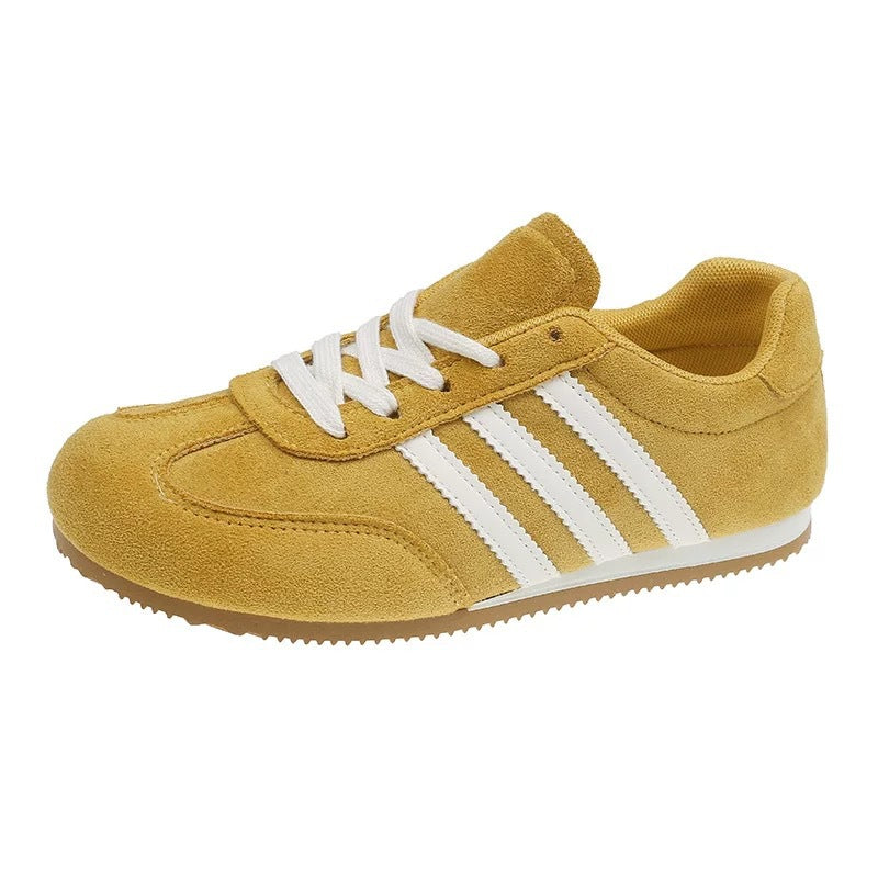 Damen Retro-Sneaker aus Velourslederoptik mit Dreistreifen-Detail und Gummisohle Drune