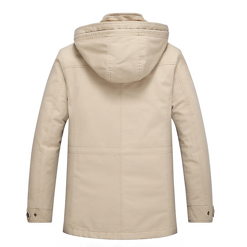 Herren Parka mit wärmender Teddyfleece-Fütterung, Kapuze und multifunktionalen Taschen Drune
