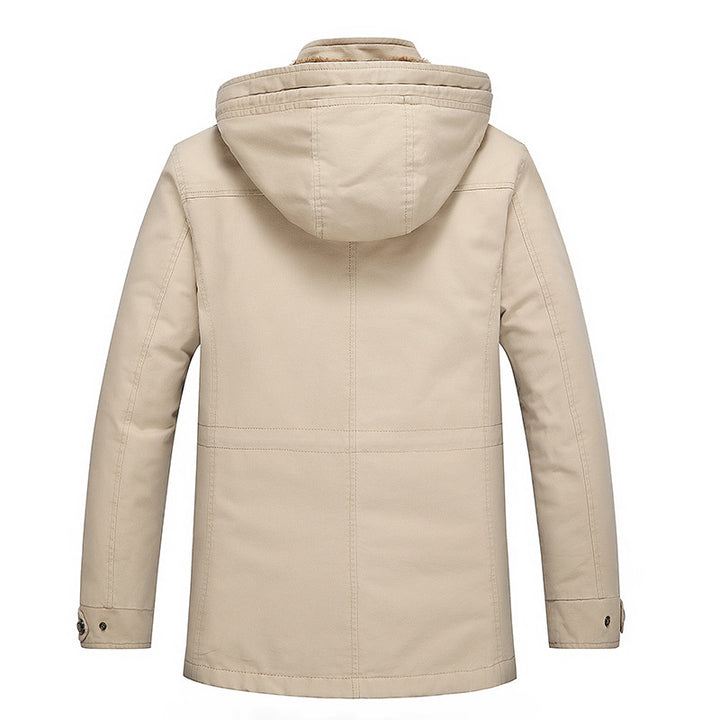Herren Parka mit wärmender Teddyfleece-Fütterung, Kapuze und multifunktionalen Taschen Drune