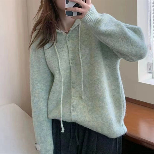 Damen lässiger Strickpullover mit Knopfdetail Drune