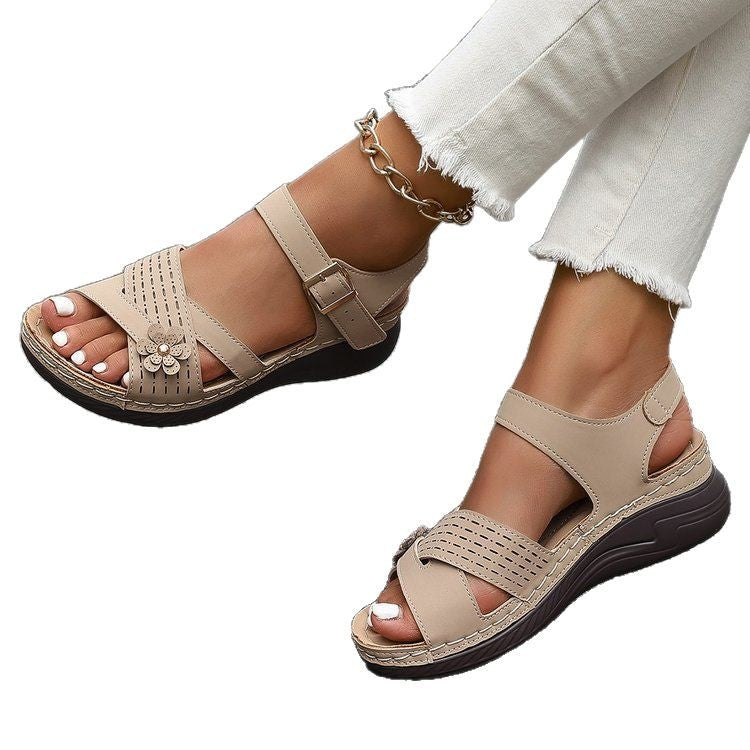 Damen Elegante Sandalen mit verstellbaren Riemen und ergonomischem Fußbett Drune