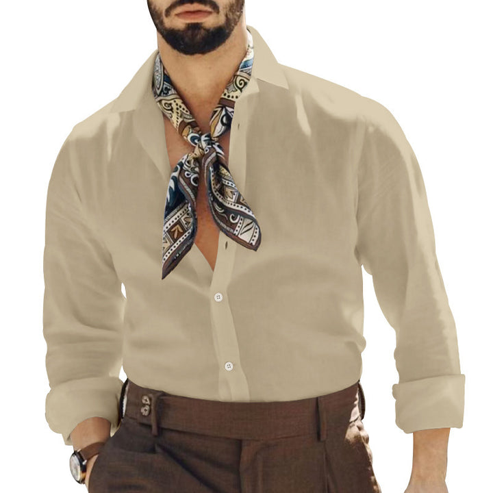 Herren Elegantes Hemd mit modischem Halstuch Drune