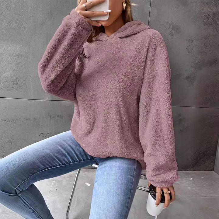 Damen Kuscheliger Hoodie mit Peter Pan Kragen Drune