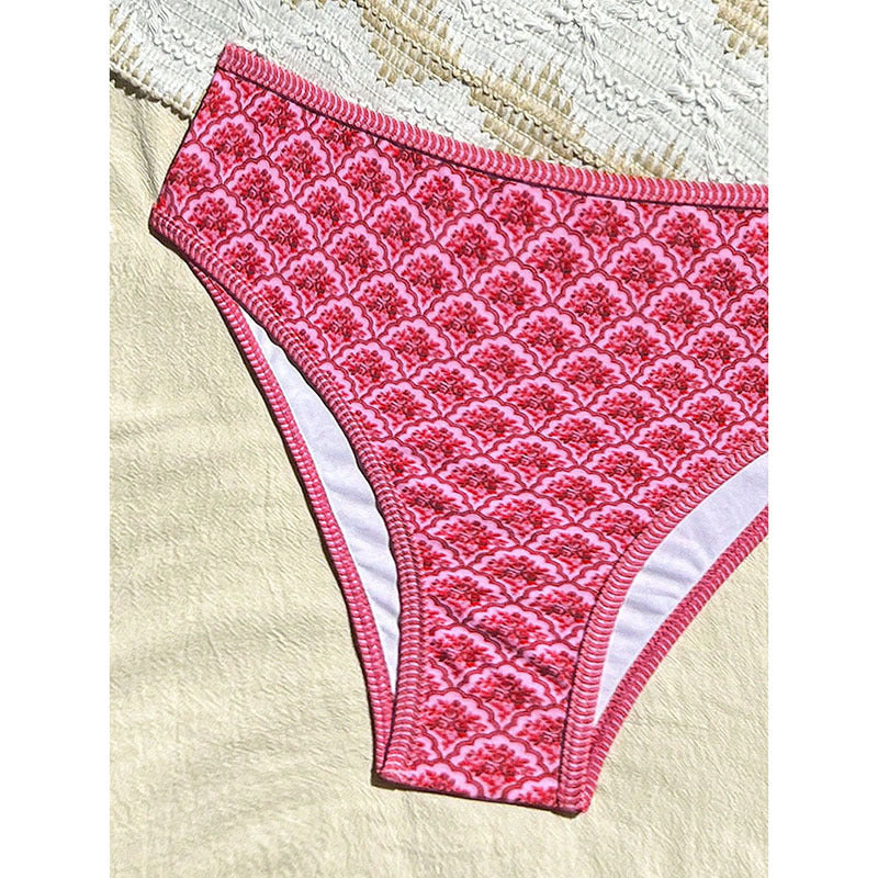Damen Hochtaillierter Bikini mit elegantem Muster Drune