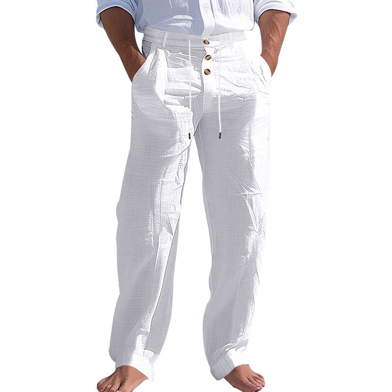 Herren lässige Hose mit hohem Bund und bequemen Taschen Drune