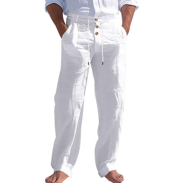 Herren lässige Hose mit hohem Bund und bequemen Taschen Drune