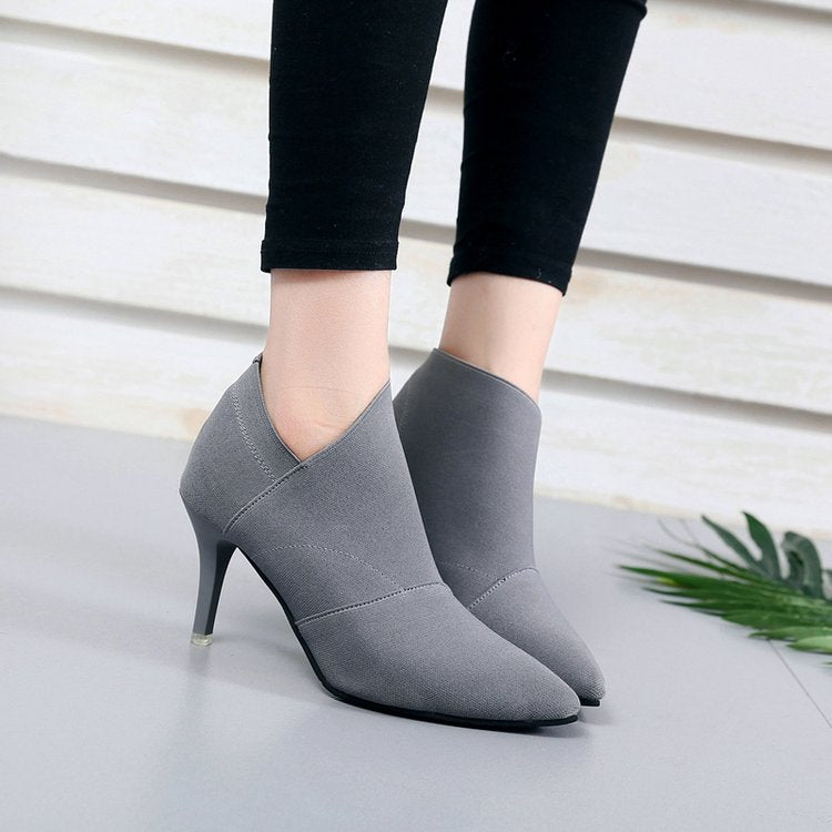 Damen elegante Ankle-Boots mit spitzem Zehenbereich und modischem Stretch-Obermaterial Drune