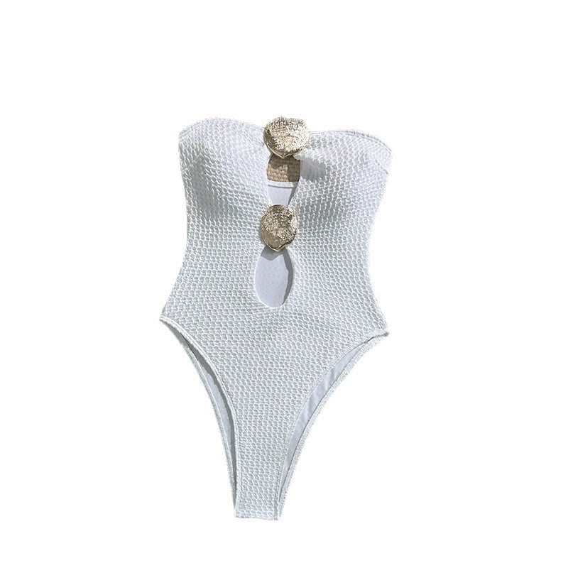 Damen Einteiliger Badeanzug mit glamourösen Cut-Outs und funkelnden Akzenten Drune