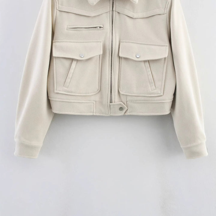 Damen nan cropped Fieldblouson mit Schulterklappen, großen Pattentaschen und mittiger Reißverschluss Drune