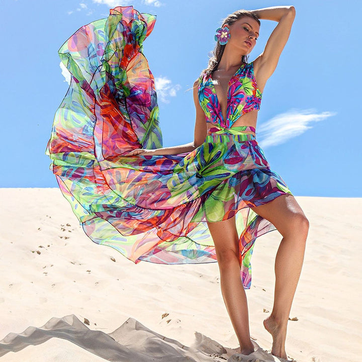 Damen Einteiler Badeanzug mit floralem Cut-Out Design Drune