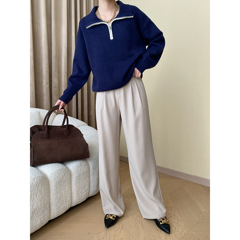 Damen Pullover mit halbem Reißverschluss und lässigem Schnitt Drune
