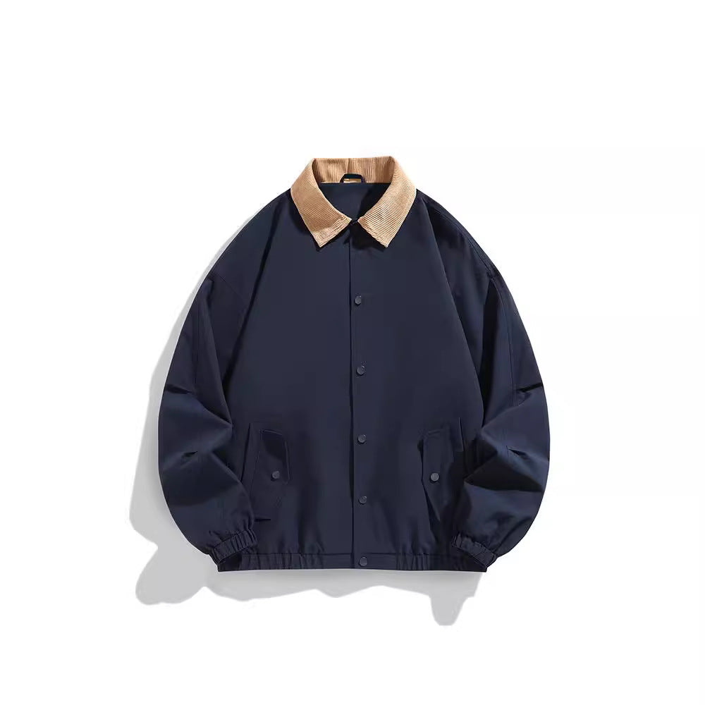 Herren Oversized Blouson mit Cordkragen, Druckknopfverschluss und Pattentaschen Drune