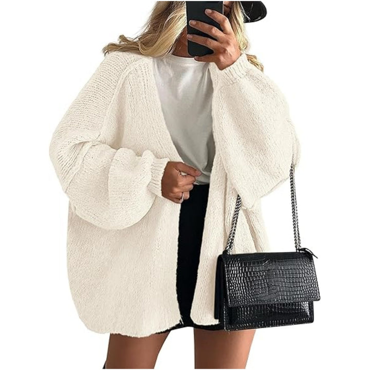 Damen Oversize Strickcardigan mit Ballonärmeln und offener Front Drune