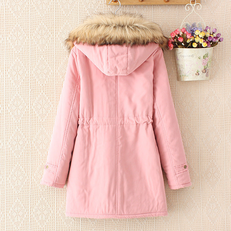 Damen nan Winterparka mit abnehmbarer Kunstfellkapuze, Teddy-Innenfutter und taillierendem Tunnelzug Drune
