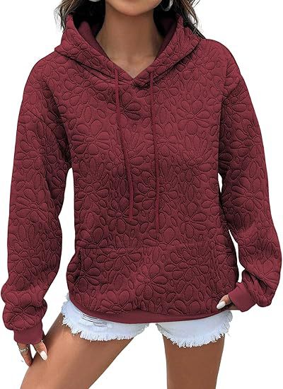 Damen Kapuzenpullover mit floralen Prägungen und großzügiger Passform Drune