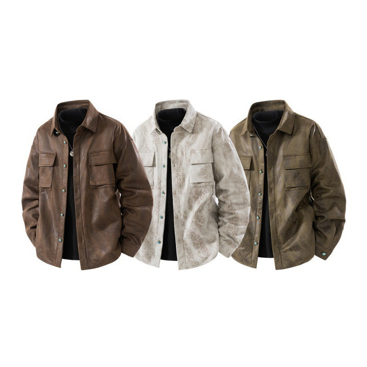 Herren Lässige Lederjacke Drune