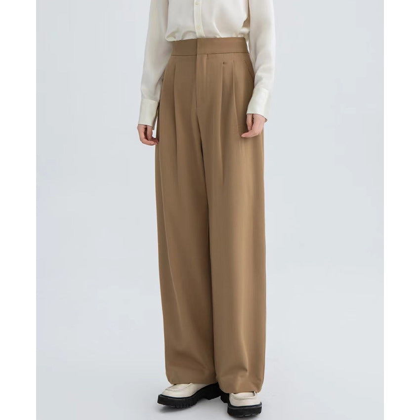 Damen Hochtaillierte Plissee-Bundhose mit weitem Bein Drune