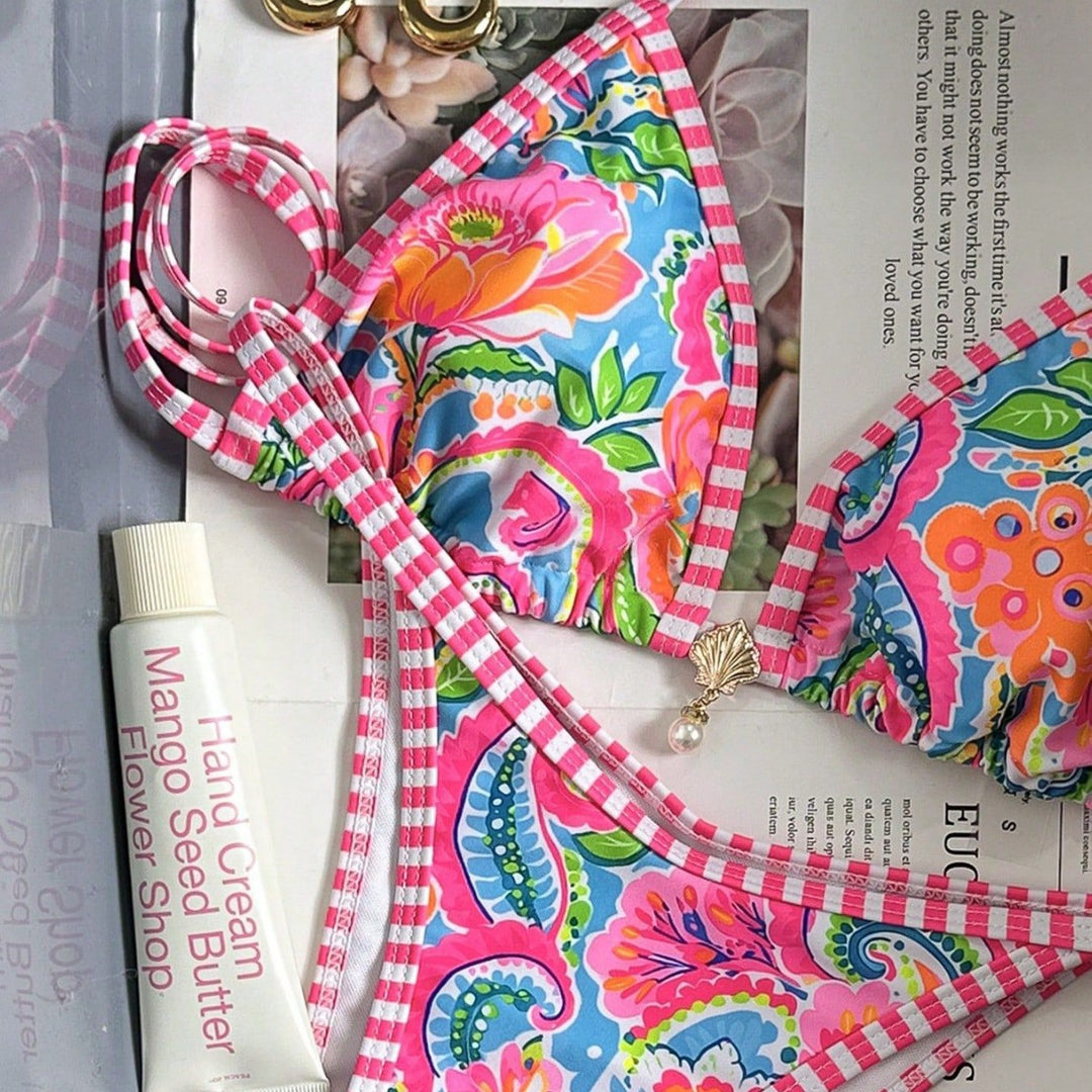 Damen Triangel-Bikini mit verspieltem Floral-Design Drune