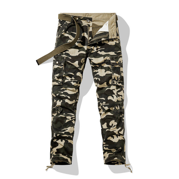 Herren Cargohose im Slim-Fit mit verstärkten Knien Multifachtaschen und Stoffgürtel Drune