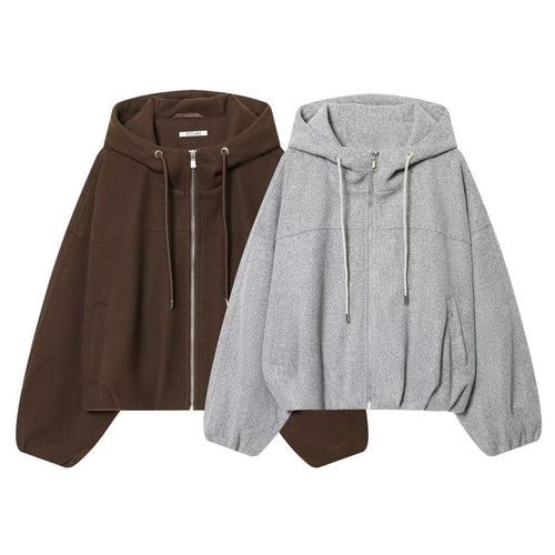 Damen Oversize‑Kapuzenjacke aus Wollmix im Boxy‑Cropped‑Schnitt Drune