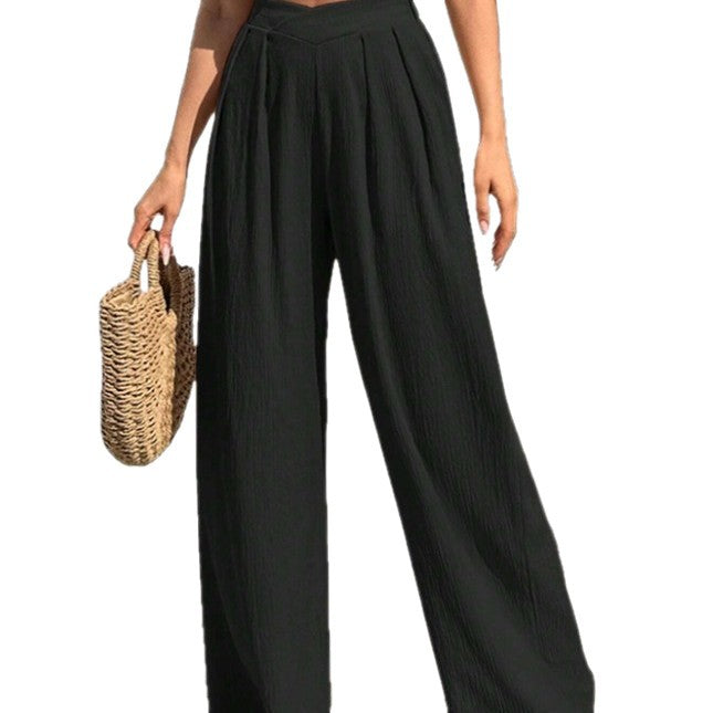 Damen weite Stoffhose mit eleganter Bundfaltenführung Drune