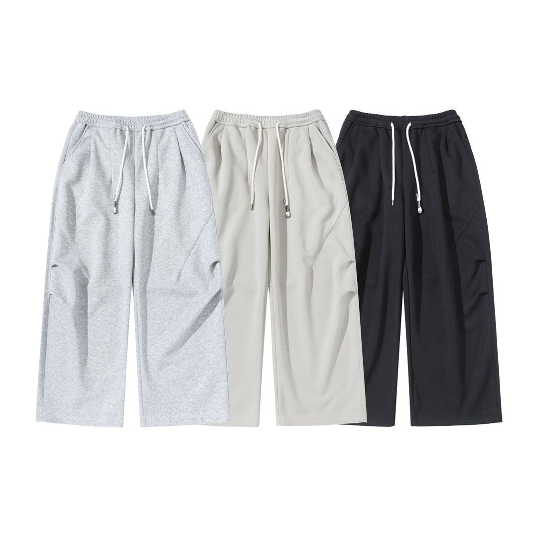 Damen Weite Cropped-Jogginghose aus French-Terry mit hohem Elastikbund, Kordelzug und Eingrifftaschen Drune
