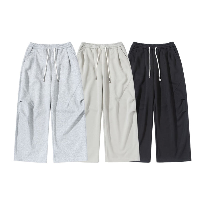 Damen Weite Cropped-Jogginghose aus French-Terry mit hohem Elastikbund, Kordelzug und Eingrifftaschen Drune