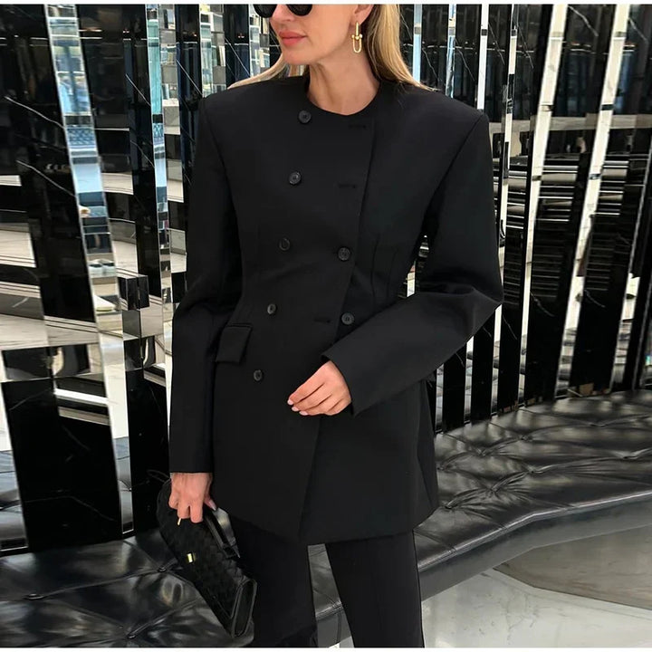 Damen Eleganter Tailored Blazer mit schickem Doppelkknopfverschluss Drune