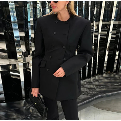 Damen Eleganter Tailored Blazer mit schickem Doppelkknopfverschluss Drune