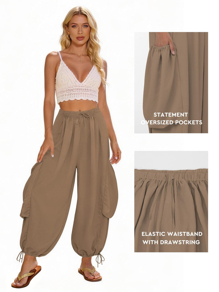 Damen Bequeme Freizeithose mit übergroßen Taschen und elastischem Bund Drune