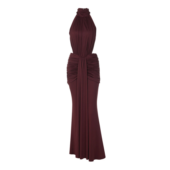 Damen Elegantes Maxikleid mit hochgeschlossenem Kragen und raffiniertem Drapé Drune