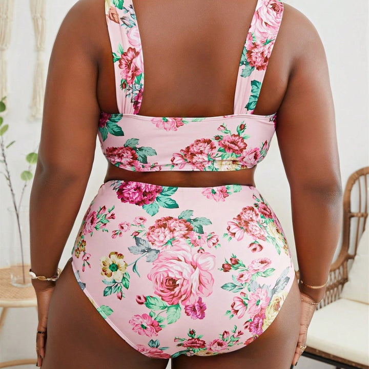 Damen Hochtailliertes Bikini-Set mit floralem Design Drune