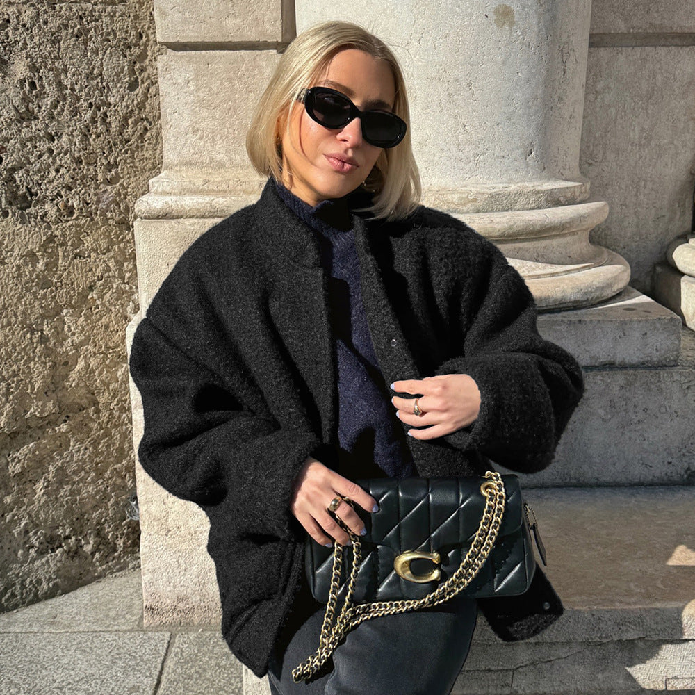 Damen Oversized Fleecejacke mit Knopfverschluss Drune