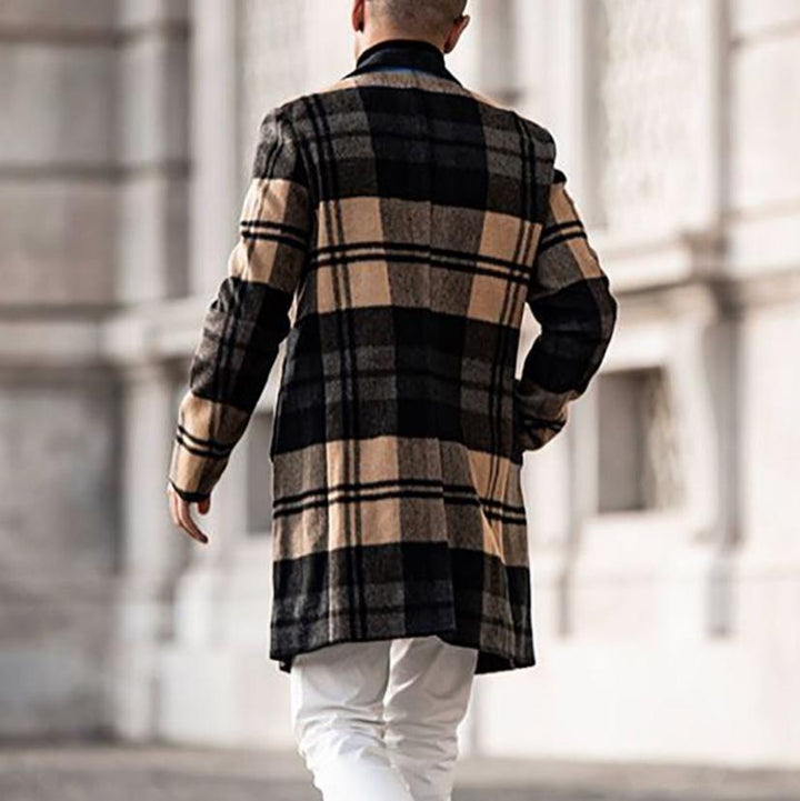 Herren Karierter Wintermantel mit warmem Innenfutter Drune