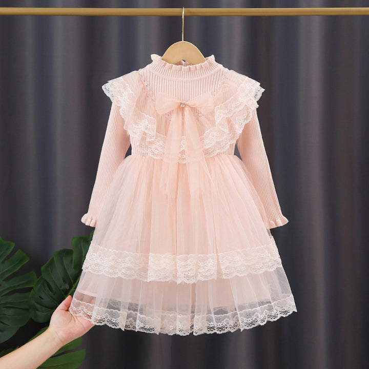 Mädchen Festliches Kleid mit Rüschenkragen und Tüllrock Drune