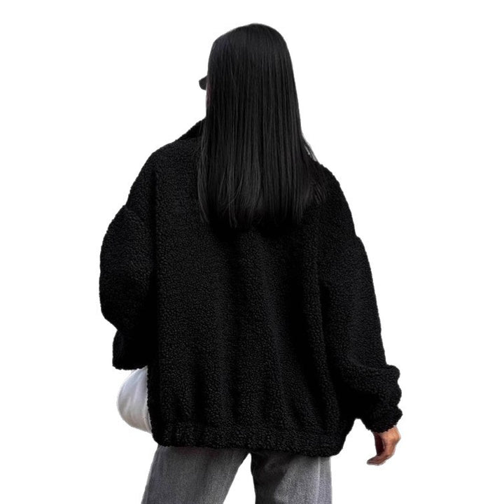 Damen Teddyjacke mit hohem Kragen und voluminösen Ärmeln Drune