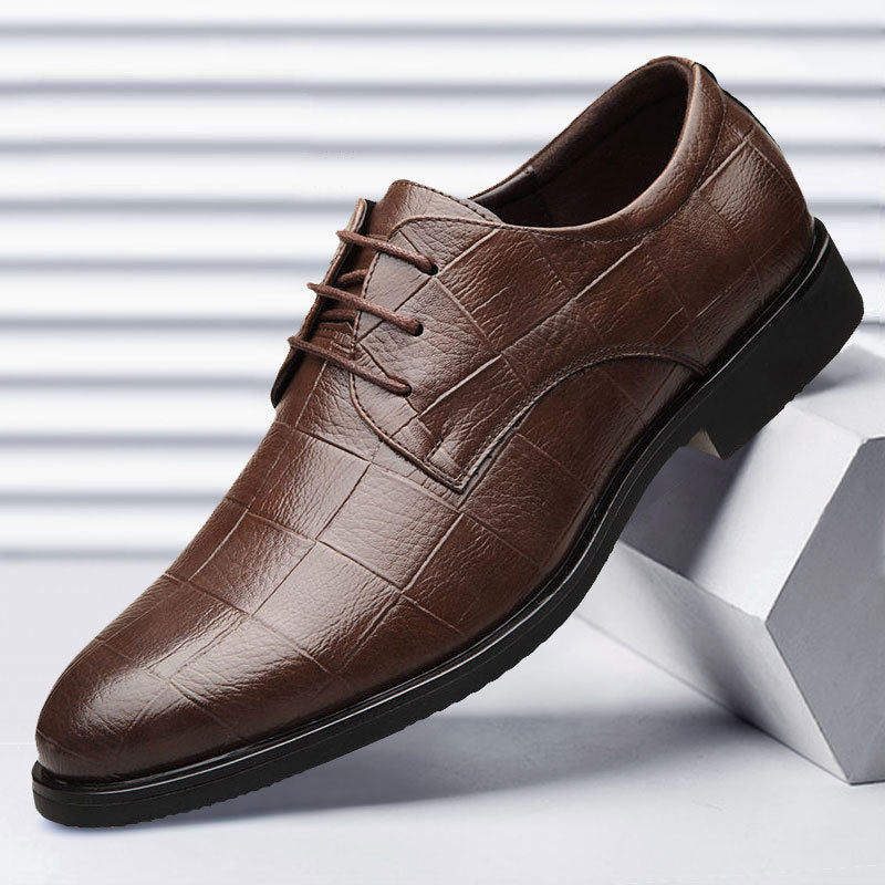 Herren Eleganter Derby-Lederschnürer mit Krokoprägung Drune