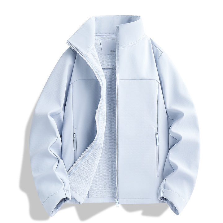 Unisex leichte Softshell-Jacke mit Fleece-Innenfutter, Stehkragen und Reißverschlusstaschen Drune