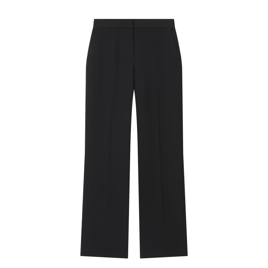 Damen Weite High‑Waist-Hose mit elastischem Bund, Bügelfalte und Seitentaschen Drune