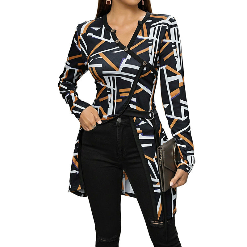 Damen Modischer Oversized Cardigan mit grafischem Muster Drune