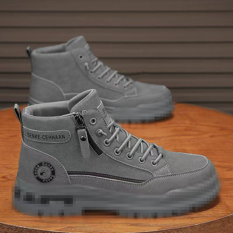 Herren knöchelhohe Sneaker-Boots aus Veloursleder mit Reißverschluss und profilierter Gummisohle Drune