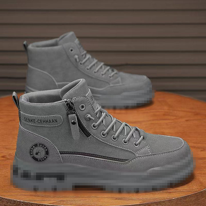 Herren knöchelhohe Sneaker-Boots aus Veloursleder mit Reißverschluss und profilierter Gummisohle Drune