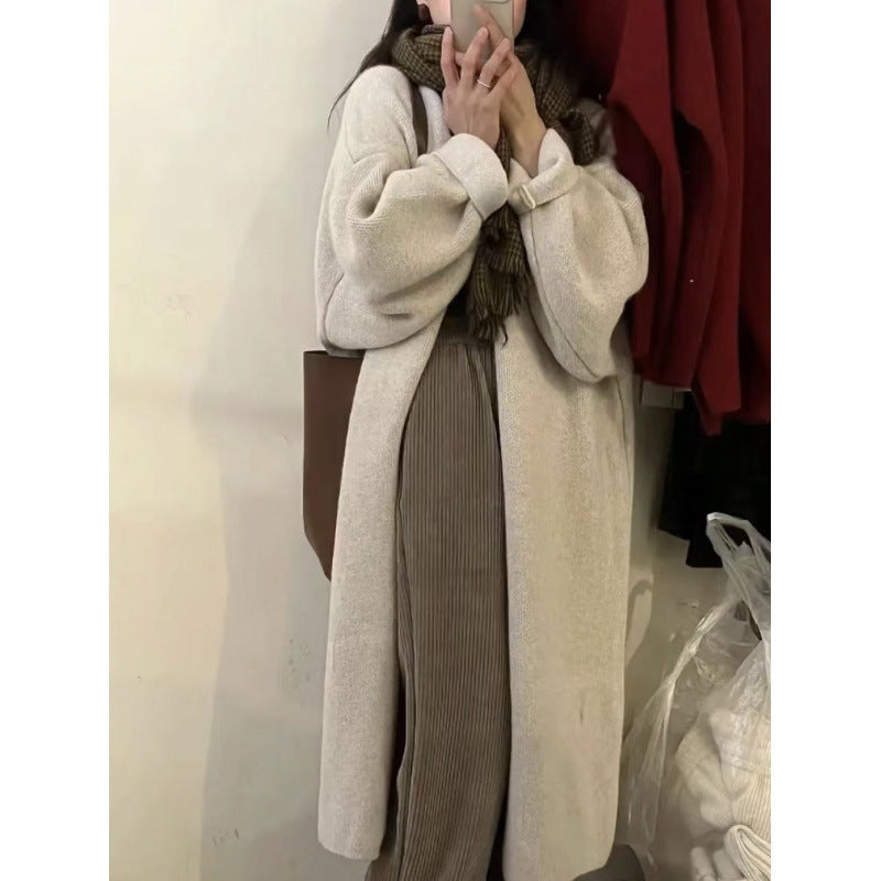 Damen Langstrickmantel mit übergroßem Schnitt und weichem Fleece Drune