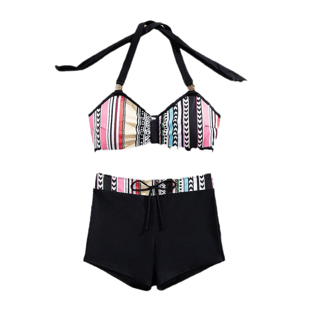 Damen Bikini-Set mit modischem High-Waist-Schnitt und verstellbaren Trägern Drune
