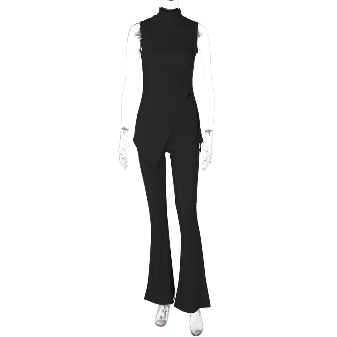 Damen elegant geschnittenes Einteiler-Set mit asymmetrischem Design und Stehkragen Drune