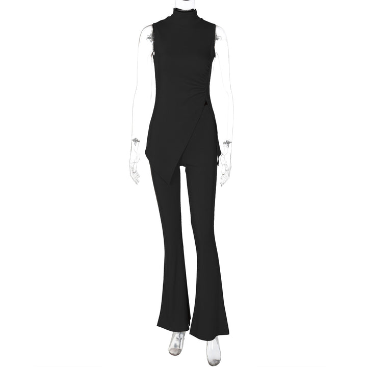 Damen elegant geschnittenes Einteiler-Set mit asymmetrischem Design und Stehkragen Drune