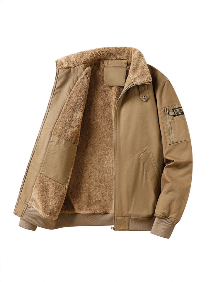 Herren bequeme Fleecejacke mit Kunstfellkragen Drune