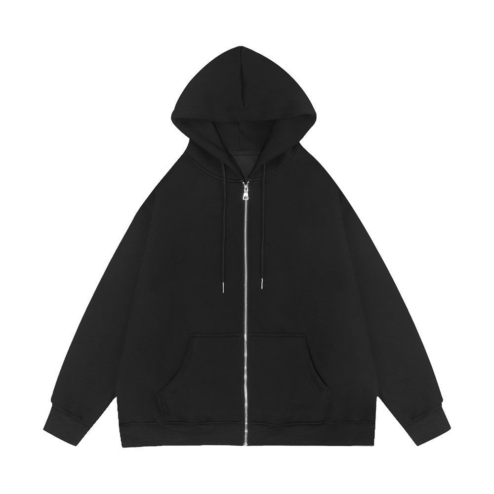 Unisex nan lässige Kapuzenjacke mit robustem Metall-Reißverschluss doppellagiger Kapuze und tiefen Känguru-Eingrifftaschen Drune