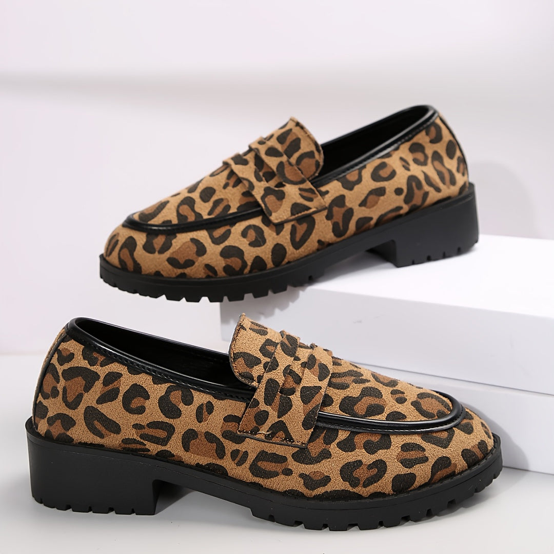Damen Mokassin-Schuhe mit modischem Leopardenmuster und bequemem Fußbett Drune